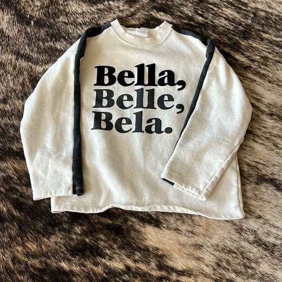ZARA Kids “Bella” Cream Colored Crewneck Sweatshirt—SZ. 8 - Picture 1 of 3
